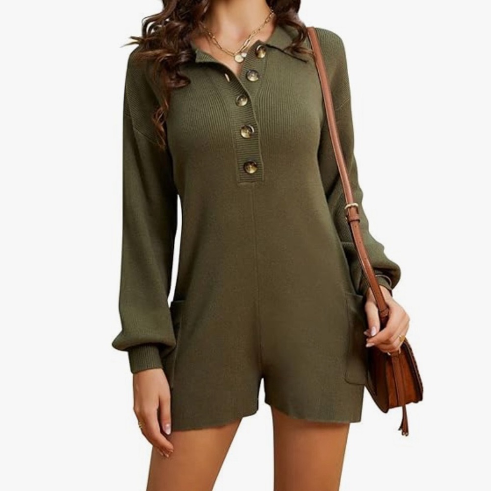NWOT Black Sweater romper with buttons - Picture 6 of 6